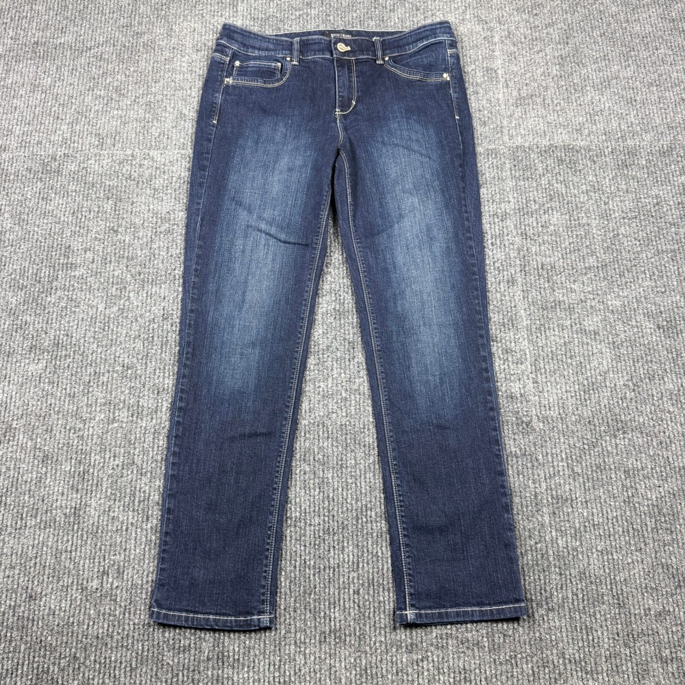 White House Black Market Blanc Slim Ankle Jeans Dark Wash Blue 10R 570072525